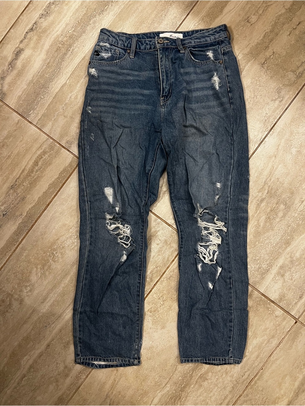 KanCan Dark Blue Distressed Boyfriend Jeans